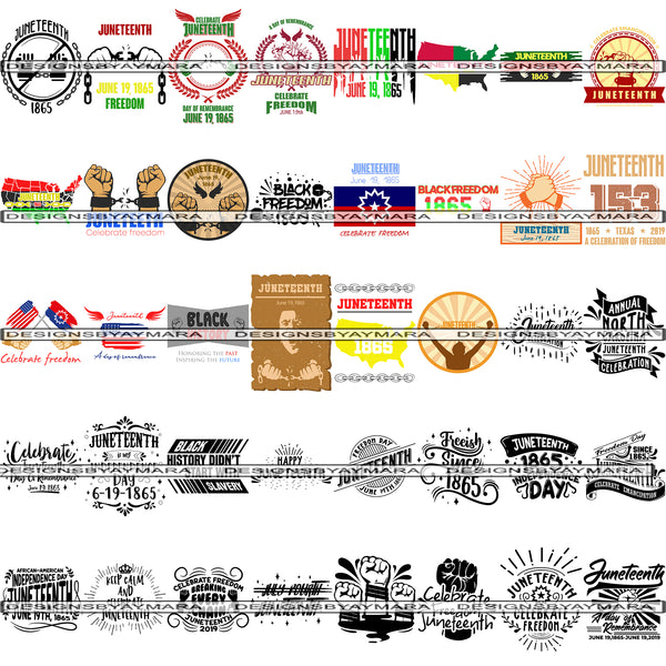 Big Bundle 40 Juneteenth #1  SVG Quotes Cut Files For Silhouette and Cricut
