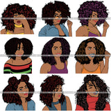 Super Bundle 50 Afro Beautiful Woman SVG For Only $14.99 Retail Price $125 Cutting Files For Silhouette and Cricut