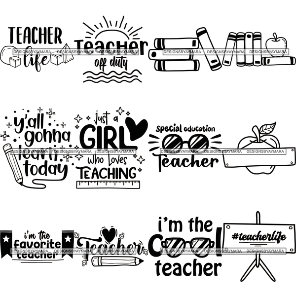 Mega Bundle 174 Designs Teacher Quotes Kids Toddler Bingo Funny Positive Christmas Quotes Halloween Wine Quotes SVG PNG JPG Cutting Designs Silhouette Sublimation Designs