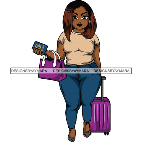 Afro Thick Curvy Lola Trip Vacation Mode Getaway .SVG Cutting Files For Silhouette and Cricut and More!