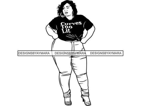 Afro Thick Woman BBW SVG Nubian Melanin Goddess Queen Diva Classy Lady .SVG .EPS .PNG JPG Vector Clipart Cricut Circuit Cutting Cut