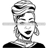 Afro Woman SVG Turban Head Wrap Cutting Files For Silhouette Cricut and More
