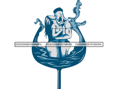 Wineglass and Love PNG Files For Print