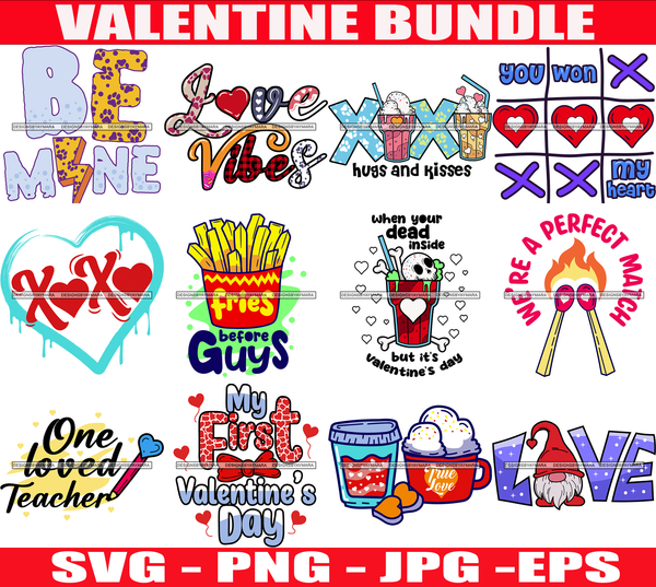 Valentines Day Bundle Love Day Celebration Valentines 20 Designs Bundle Love Cupid Jesus Cute Valentines SVG Retro True Love Valentine Shirts SVG PNG Cutting Designs Print Sublimation