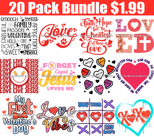 Valentines Day Bundle Love Day Celebration Valentines 20 Designs Bundle Love Cupid Jesus Cute Valentines SVG Retro True Love Valentine Shirts SVG PNG Cutting Designs Print Sublimation