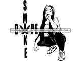 Woman Smoking Weed Smoke Smoker Marijuana Herbal Cannabis Blunt Join 420 High Life Mary Jane SVG PNG JPG EPS Vector Clipart Cutting Cut Cricut