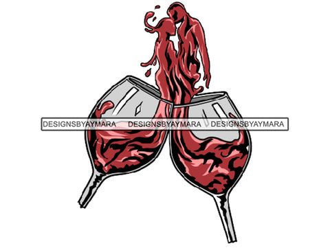 Wineglass and Love PNG Files For Print