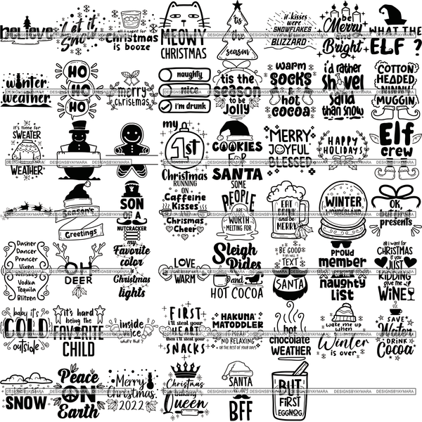 Mega Bundle 174 Designs Teacher Quotes Kids Toddler Bingo Funny Positive Christmas Quotes Halloween Wine Quotes SVG PNG JPG Cutting Designs Silhouette Sublimation Designs