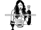Beautiful Woman SVG Drinking Wine Goddess Queen Diva Classy Lady  .SVG .EPS .PNG Vector Clipart Digital Cricut Circuit Cut Cutting