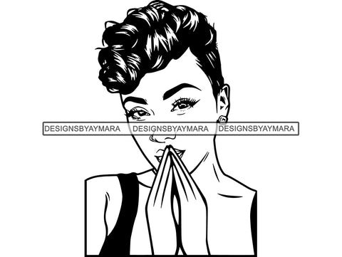 Afro Woman Praying God Believe Religion Faith African American Ethnicity Afro Puffy Hair Life Quotes Spirit Awakening .SVG .EPS .PNG .Jpg Vector Clipart Cricut Circuit Cut Cutting