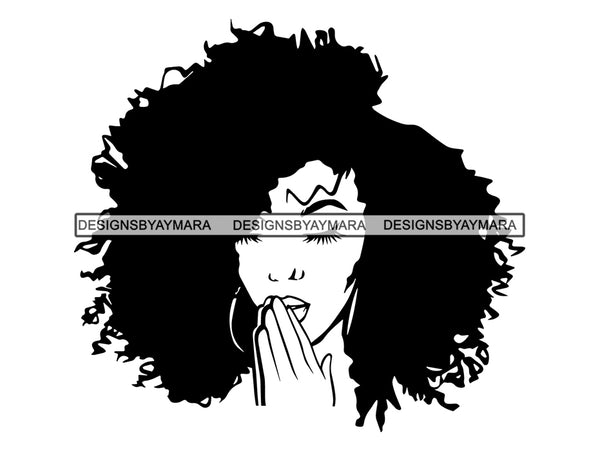 Woman Praying God Believe Religion Faith African American Ethnicity Afro Puffy Hair Life Quotes Spirit Awakening .SVG .EPS .PNG .Jpg Vector Clipart Cricut Circuit Cut Cutting