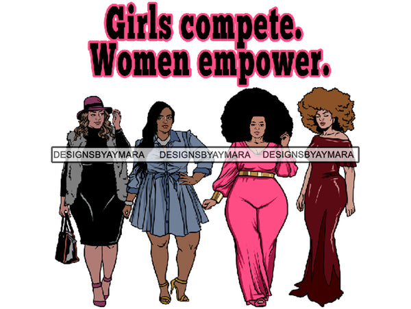 Thick Goddess Women Empower Life Quotes Freedom Nubian Melanin Afro Hairstyle Female Classy Lady .PNG .EPS .JPG Vector Clipart