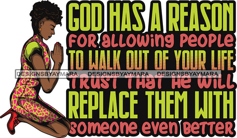 Afro Lola Kneeling Praying God Lord Faith Quotes .SVG Vector Clipart Cutting Files For Silhouette Cricut and More!