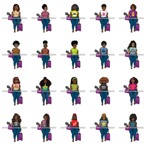 Bundle 20 Afro Thick Curvy Lola Trip Vacation Mode Getaway .SVG Cutting Files For Silhouette and Cricut and More!