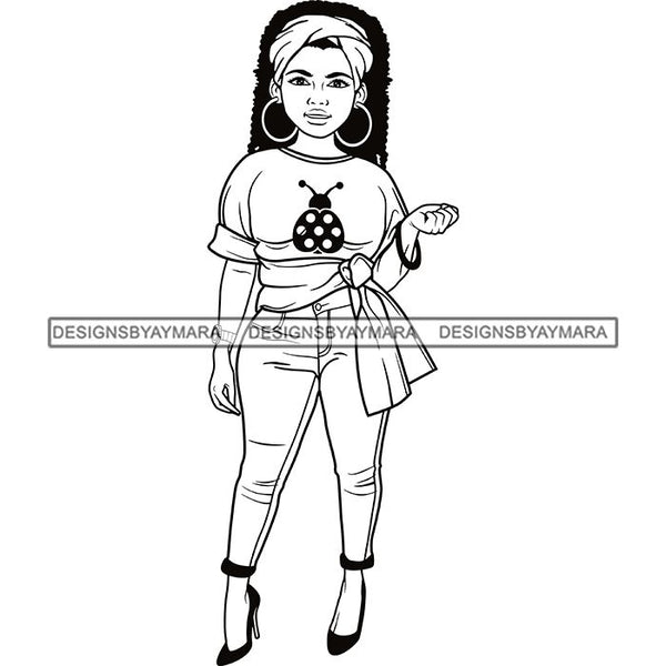 Afro Lola Boss Confident Classy Woman Black and White Designs SVG Cutting Files For Silhouette Cricut and More