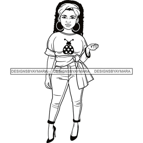 Afro Lola Boss Confident Classy Woman Black and White Designs SVG Cutting Files For Silhouette Cricut and More