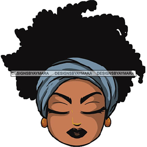 Afro Lola Cute Closed Up Face Eyes Close Meditation .SVG Clipart Vector Cutting Files