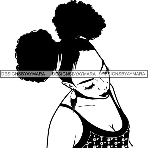 Beautiful Afro Woman Unique Designs In Black and White SVG Cutting Files For Silhouette Cricut and More