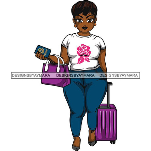 Afro Thick Curvy Lola Trip Vacation Mode Getaway .SVG Cutting Files For Silhouette and Cricut and More!