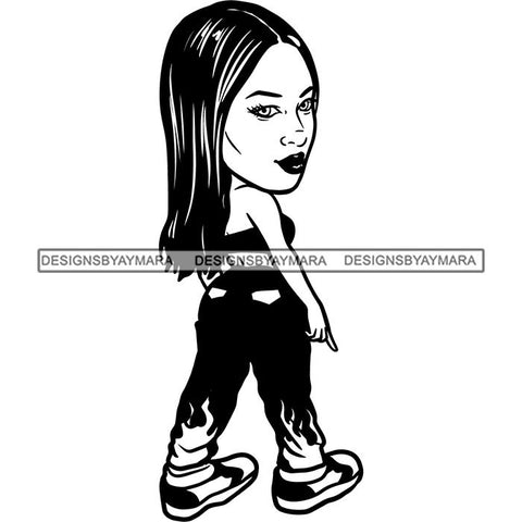 Fashion Woman Model Posing Summer Outfit Vogue Goddess Glamour Trendy Clothing Vector SVG Cutting Files