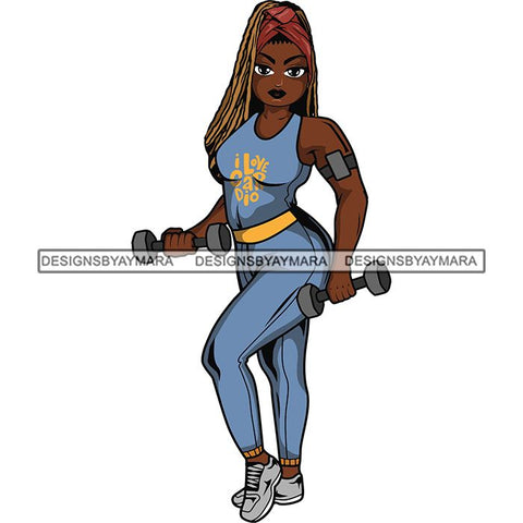 Afro Beautiful Black Woman Working Out SVG JPG PNG Cutting Files Silhouette Cricut