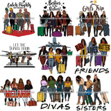 Bundle 20 Ladies Getaway Vacation Trip Travel Adventure Best Friends Forever Buddy Sister Divas Melanin Girlfriends SVG Files For Cutting and More!