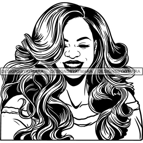 Beautiful Afro Woman Unique Designs In Black and White SVG Cutting Files For Silhouette Cricut and More