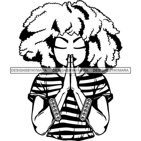 Afro Lola Praying God Lord Prayers In God We Trust .SVG Clipart Cutting Files For Silhouette and Cricut and More!
