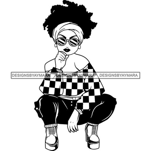 Afro Lola Boss Lady Diva Style Fashion Woman SVG Vector Clipart Cutting Files For Silhouette and Cricut and More!