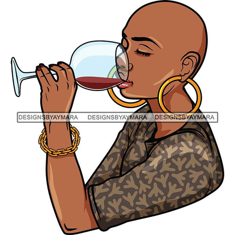 Afro Lola Drinking Wine Life Relax Chilling SVG Cutting Files For Silhouette Cricut and More! Amazing Graphics!