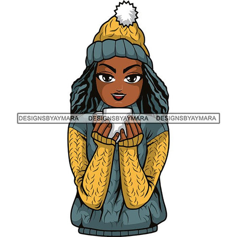 Afro Lola Christmas Winter Hot Coffee Cocoa Mood .SVG Cutting Files For Silhouette and Cricut and More!