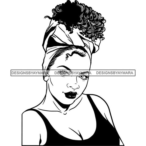 Beautiful Woman Turban Head Wrap Hairstyle SVG Files For Cutting and More!
