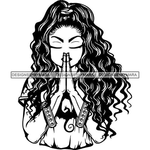 Afro Lola Praying God Lord Prayers In God We Trust .SVG Clipart Cutting Files For Silhouette and Cricut and More!