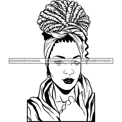 Beautiful Woman Turban Head Wrap Hairstyle SVG Files For Cutting and More!