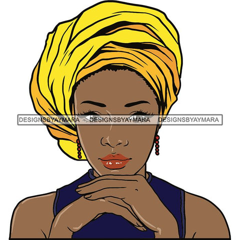 Beautiful Woman Turban Head Wrap Hairstyle SVG Files For Cutting and More!