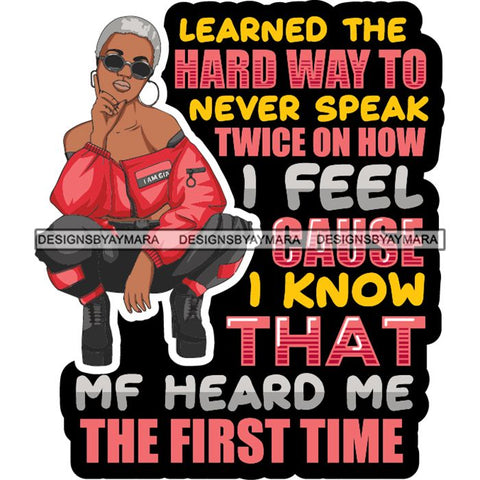 Afro Lola Squatting Bad Ass Life Quotes Confident Lady .SVG Clipart Vector Cutting Files