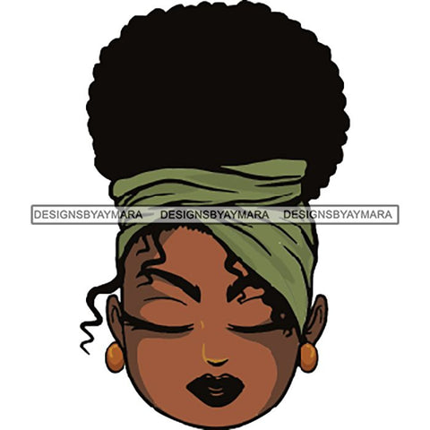 Afro Lola Cute Closed Up Face Eyes Close Meditation .SVG Clipart Vector Cutting Files