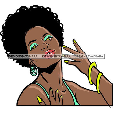 Ebony Afro Woman Nubian Melanin Brown Skin Makeup Model Glasses Accesories SVG Cut Files
