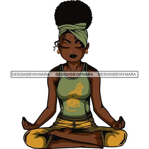 Afro Lola Meditating Yoga Relaxing .SVG Cutting Files For Silhouette Cricut and More!