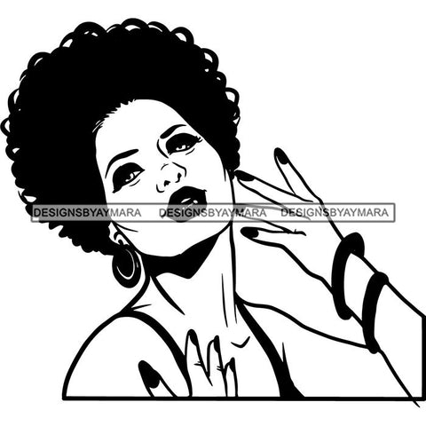 Ebony Afro Woman Nubian Melanin Brown Skin Makeup Model Glasses Accesories SVG Cut Files