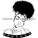 Afro Nubian Melanin Popping Kinky Hair Beautiful African American Woman SVG Cutting Files