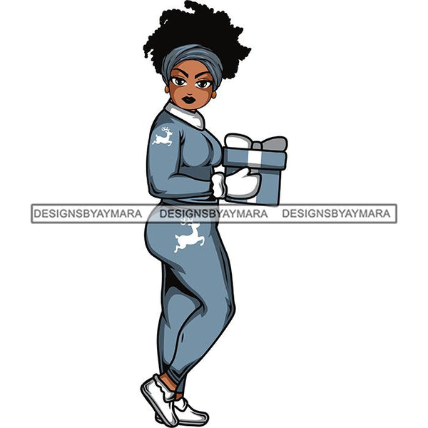 Afro Lola Christmas Winter Pajamas Gift .SVG Cutting Files For Silhouette and Cricut and More!