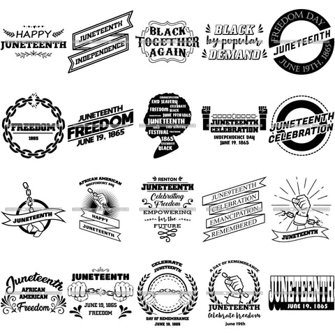 Bundle 20 June 19 Juneteenth Emancipation Freedom Holiday African American History  SVG PNG JPG Vector Cutting Files