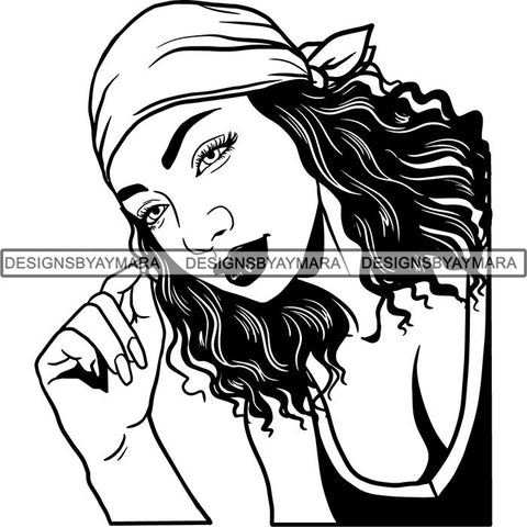 Beautiful Woman Turban Head Wrap Hairstyle SVG Files For Cutting and More!