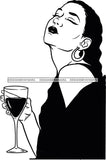 Woman Drinking Wine Relax Chilling Free Stress Feeling Fine Like a Red Wine Alcohol Drinker SVG Cutting Files For Silhouette Cricut and More!