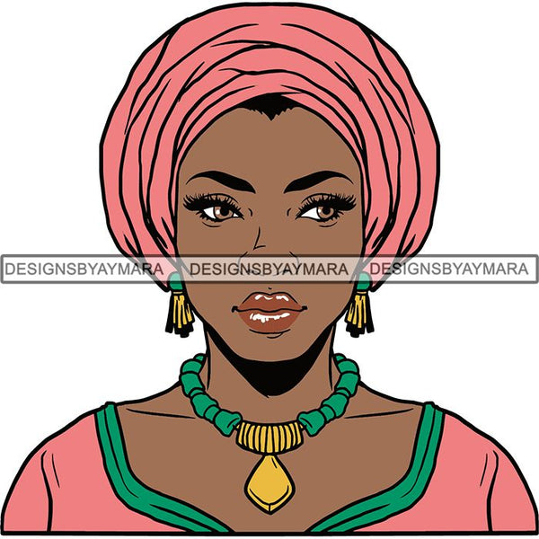Afro Woman SVG Turban Head Wrap Cutting Files For Silhouette Cricut and More