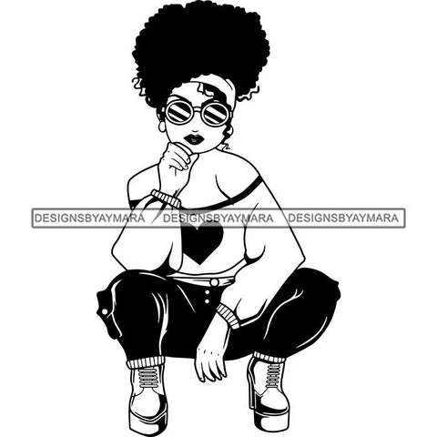 Afro Lola Boss Lady Diva Style Fashion Woman SVG Vector Clipart Cutting Files For Silhouette and Cricut and More!