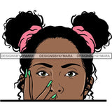 Afro Woman Peeking Peek-a-Boo I see You Melanin Pretty Half Face PNG File For Print Not For Cutting