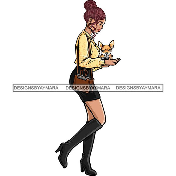 Beautiful Woman Dod Breed Chihuahua Pet Animal Best Friend Mascot Goddess SVG Cutting Files
