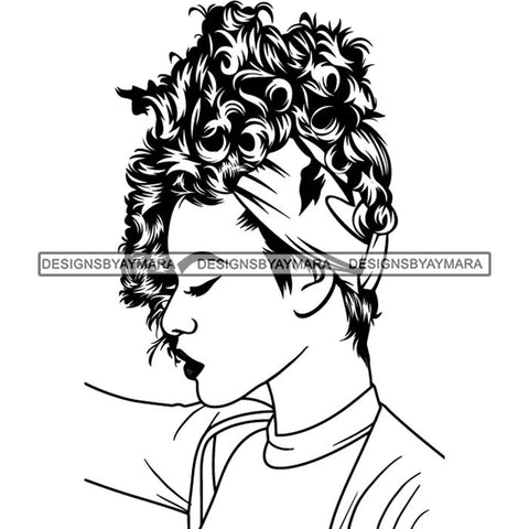 Afro Lady Black Goddess Melanin Turban Head-wrap Dark Latina Morena SVG Files For Cutting and More!